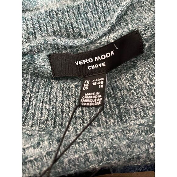 Brand New Vero Moda Women's 1X Plus Melange Sea Moss Long Sleeve T-Shirt Top - Picture 10 of 10